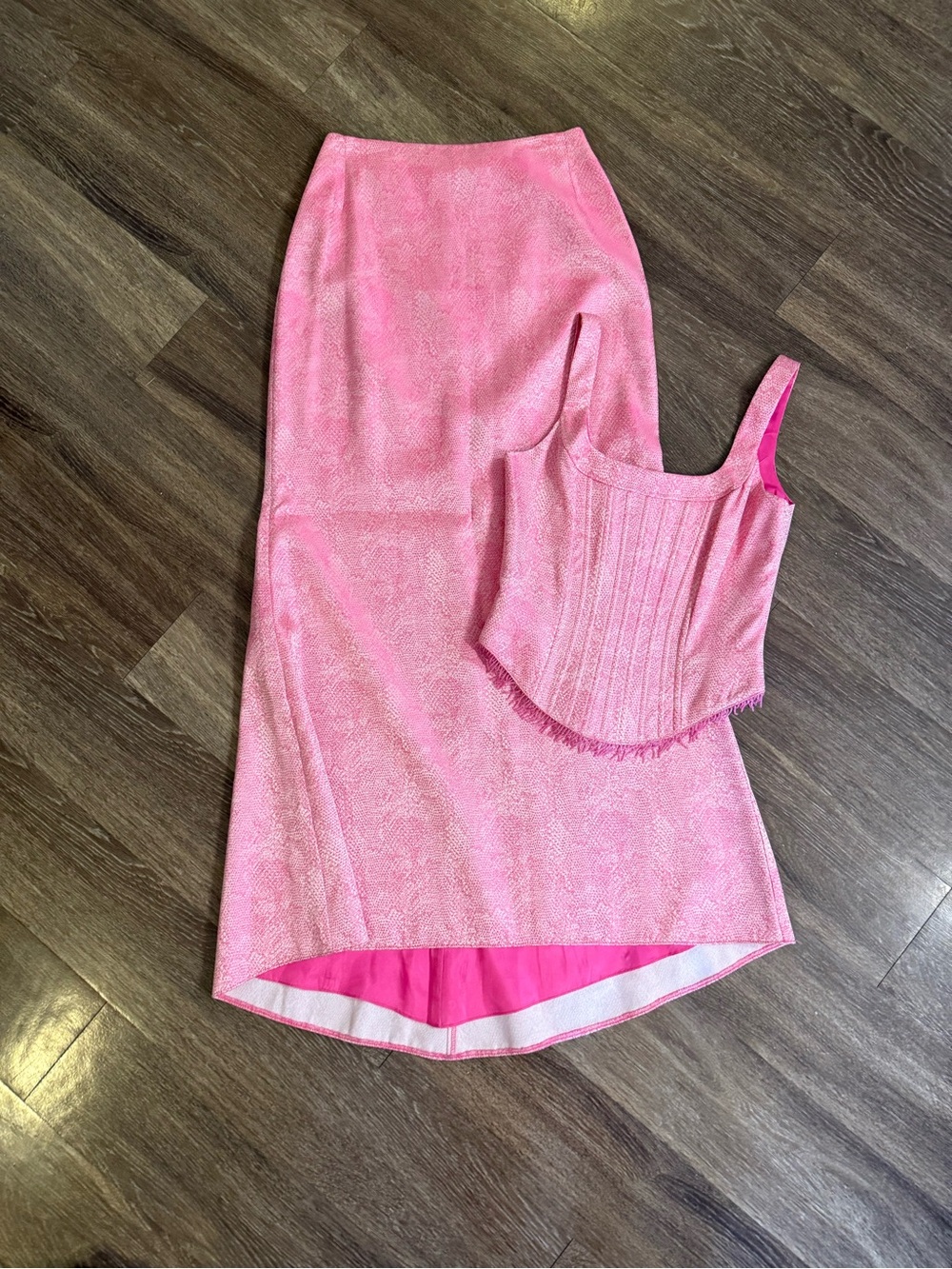 Vintage Y2K Cache Corset Top SET Size 6* Beaded Rare Glam Pink price firm